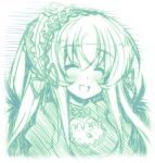  closed_eyes crazy_developers green hairband happy long_hair monochrome rozen_maiden smile suigintou wings 