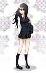  bag black_hair brown_eyes komori_kiri long_hair sakebuotoko sayonara_zetsubou_sensei school_uniform skirt socks 