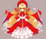  bonnet dress makino_(pixiv) red_eyes rozen_maiden shinku simple_background symmetry wings 