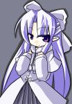  chibi hair_ribbon long_hair melty_blood purple_eyes purple_hair ribbon sanpakuganmusume simple_background tsukihime violet_eyes white_len winter_clothes 