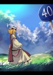  garnet garnet_(pixiv) hat landscape road_sign scenery short_hair sign touhou traffic_sign yakumo_yukari 