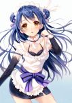  1girl blue_hair long_hair love_live!_school_idol_project maid mogyutto_&quot;love&quot;_de_sekkin_chuu! sakura_hiyori solo sonoda_umi yellow_eyes 