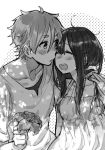  1boy 1girl couple dress flower hetero kitashirakawa_tamako long_hair momose_(oqo) monochrome ooji_mochizou short_hair tamako_market 