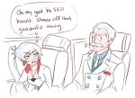  1boy 1girl airplane_interior chair dashingicecream english facial_hair father_and_daughter lowres mustache ponytail rwby sparkle spoilers sweat thought_bubble weiss_schnee weiss_schnee&#039;s_father 