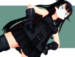  1girl 3d aqua_eyes black_skirt breasts double_bun gauntlets kantai_collection light_cruiser_oni mikumikudance skirt smile solo 