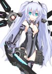  1girl absurdres aqua_eyes bare_shoulders black_heart blue_eyes breasts cleavage cleavage_cutout gloves highres long_hair looking_at_viewer neptune_(series) noire solo sword symbol-shaped_pupils twintails very_long_hair weapon white_hair x_k_o 