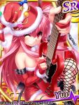  1girl angel_beats! bridal_gauntlets chain elbow_gloves gloves grin guitar instrument long_hair one_eye_closed pink_eyes pink_hair santa_costume smile twintails two_side_up yui_(angel_beats!) zen 