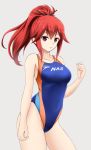  1girl competition_swimsuit cul fuuma_nagi long_hair one-piece_swimsuit ponytail red_eyes redhead standing swimsuit vocaloid 