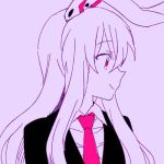  1girl animal_ears long_hair looking_to_the_side lowres rabbit_ears red_eyes reisen_udongein_inaba six_(fnrptal1010) smile solo touhou upper_body 