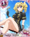  1girl artist_request bishop_(chess) black_gloves blonde_hair blue_eyes card_(medium) character_name chess_piece drill_hair flight_attendant glasses gloves high_school_dxd high_school_dxd_infinity official_art ravel_phenex solo trading_card twintails 