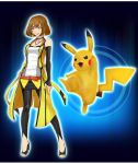  1girl alyssa_(pokemon) full_body official_art pikachu pokemon pokemon_(creature) pokken_tournament 