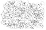  1girl absurdres freyja_(p&amp;d) highres lineart monochrome official_art puzzle_&amp;_dragons solo 