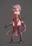  1girl absurdres deel_(rkeg) dragon_girl grey_background highres original solo tail 