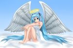  1girl angel angel_wings hatsune_miku highres kazu-chan smile solo vocaloid wings 