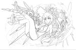  1girl absurdres highres lineart monochrome official_art puzzle_&amp;_dragons solo urd_(p&amp;d) 