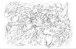 absurdres highres lineart monochrome official_art puzzle_&amp;_dragons solo 