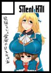 2girls atago_(kantai_collection) blonde_hair breast_envy breasts huge_breasts kantai_collection morisoba_(silent_hill) multiple_girls ryuujou_(kantai_collection) translation_request twintails 