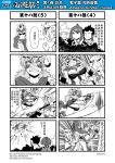 4koma anger_vein breasts cape censored chinese cleavage comic gauntlets genderswap highres horn jinlu_tongzi journey_to_the_west monochrome mosaic_censoring multiple_4koma nose_picking otosama simple_background sparkle staff sun_wukong tearing_up translation_request trembling 