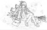  1girl absurdres highres isis_(p&amp;d) lineart monochrome official_art puzzle_&amp;_dragons solo 