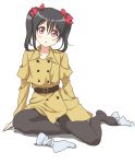  1girl black_hair bow hair_bow love_live!_school_idol_project red_eyes solo tetopetesone trench_coat twintails yazawa_nico 