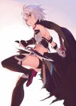  1girl :o assassin_of_black bandages cape dagger dual_wielding fate/grand_order fate_(series) fingerless_gloves gloves kinta_(distortion) knife open_mouth panties underwear weapon white_hair 