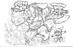 absurdres gigas_(p&amp;d) highres lineart monochrome official_art puzzle_&amp;_dragons solo 
