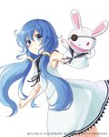  1girl armpits blue_eyes blue_hair dress hair_ornament konoe_(vis9191) long_hair rabbit simple_background smile solo twintails white_background white_dress yoshino_(date_a_live) yoshinon 