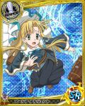  1girl artist_request asia_argento bishop_(chess) blonde_hair card_(medium) character_name chess_piece cross falling green_eyes high_school_dxd luggage magic_circle nun official_art solo surprised trading_card 