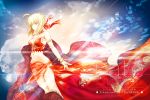  1girl ahoge artist_name blonde_hair breasts character_name copyright_name english fate/extra fate/stay_night fate_(series) green_eyes saber saber_extra solo type-moon watermark web_address 