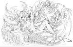  1girl absurdres highres lineart monochrome official_art puzzle_&amp;_dragons 