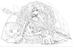  1girl absurdres highres lineart monochrome official_art parvati_(p&amp;d) puzzle_&amp;_dragons solo 