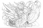 absurdres highres lineart monochrome official_art puzzle_&amp;_dragons 