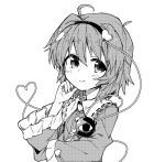  1girl hairband heart komeiji_satori looking_at_viewer sawayaka_samehada shirt short_hair smile solo third_eye touhou upper_body wide_sleeves 