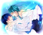  1boy 1girl 2012 aqua_hair artist_request blue_hair character_name commentary_request dated hatsune_miku kaito open_mouth tagme vocaloid 