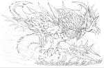  absurdres highres lineart monochrome official_art puzzle_&amp;_dragons 