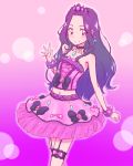  aikatsu! bare_shoulders blush dress long_hair purple_eyes shirakaba_risa smile violet_hair 