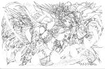  absurdres highres kali_(p&amp;d) lineart monochrome official_art puzzle_&amp;_dragons 