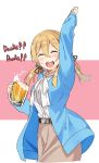  alcohol beer beer_mug blonde_hair ellen_baker ellen_baker_(cosplay) kantai_collection maji_(etonato) new_horizon prinz_eugen_(kantai_collection) 