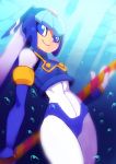  1girl blue_eyes helmet koi_drake leviathan_(rockman) polearm rockman rockman_zero solo spear weapon 