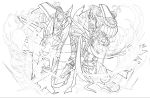  absurdres highres lineart monochrome official_art puzzle_&amp;_dragons ra_(p&amp;d) solo 