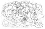  absurdres alraune_(p&amp;d) highres lineart monochrome official_art puzzle_&amp;_dragons 