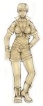  1girl artist_request boots female genderswap monochrome resident_evil resident_evil_code:_veronica shorts solo source_request steve_burnside tagme 