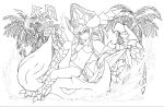  absurdres dragon highres lineart monochrome official_art puzzle_&amp;_dragons sonia_(p&amp;d) 
