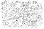  1girl absurdres highres lineart monochrome official_art pandora_(p&amp;d) puzzle_&amp;_dragons 