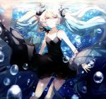  blue_eyes blue_hair blush dress hatsune_miku long_hair twintails underwater vocaloid 