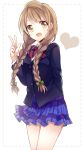  blush brown_eyes brown_hair long_hair love_live!_school_idol_project minami_kotori seifuku smile twin_braids 