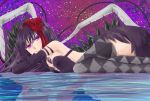  2girls akemi_homura akuma_homura arm_support artist_request breasts goddess_madoka highres kaname_madoka mahou_shoujo_madoka_magica mahou_shoujo_madoka_magica_movie multiple_girls reflection ribbon sketch smile thigh-highs thighs wings 