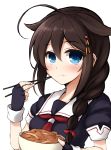  ahoge black_hair blue_eyes blush braids kantai_collection long_hair personification seifuku shigure_(kantai_collection) 