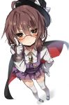  1girl 5240mosu absurdres bow brown_eyes brown_hair cape glasses gloves hand_on_hip hat hat_bow highres red-framed_glasses solo sparkling_eyes thigh-highs touhou usami_sumireko white_background white_legwear 