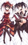  &gt;:q 1girl :q arm_up armpits asle bare_shoulders bed_sheet black_hair black_legwear blush bow_dress breasts choker cleavage closed_mouth collarbone corset cross-laced_clothes dakimakura date_a_live detached_sleeves dress frilled_choker frilled_dress frilled_sleeves frills full_body garter_straps hairband hand_on_own_chest heterochromia lolita_hairband looking_at_viewer lying on_back pantyhose red_dress red_eyes ribbon-trimmed_dress short_hair short_sleeves sleeveless sleeveless_dress smile thigh-highs thighs tokisaki_kurumi tongue tongue_out twintails yellow_eyes 
